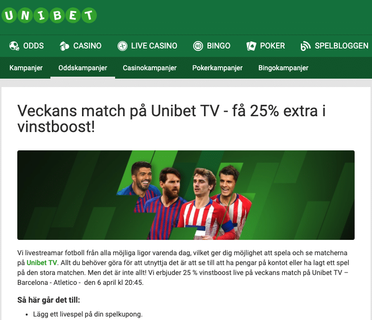 unibet vinstboost betting bonusar